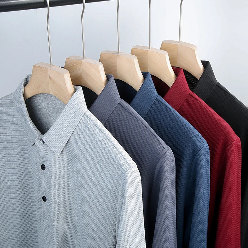 Men's Refined Long Sleeve Polo Shirt – Elegant Casual Fit