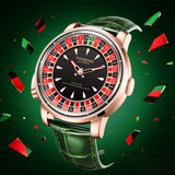 HANBORO Men's Fully Automatic Mechanical Watch Casino Wheel Rotating Dial Luxury Rose Gold Unique Personalized Watch