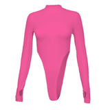 Women's Y2K Half-High Collar Long-Sleeve Slim Bodysuit
