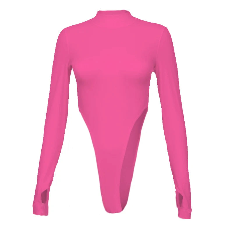 Women's Y2K Half-High Collar Long-Sleeve Slim Bodysuit