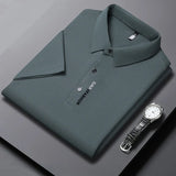 New Men's Short Sleeved Solid Color POLO Shirt Breathable and Comfortable Elastic Top