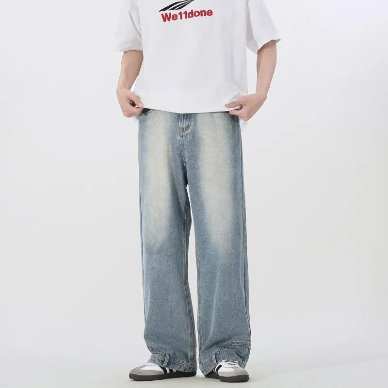 Retro Wide-Leg Baggy Denim Jeans – Unisex Straight Fit