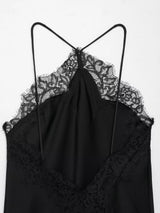 Elegant Lace Spliced Sling Dress: Sleeveless Backless Chic