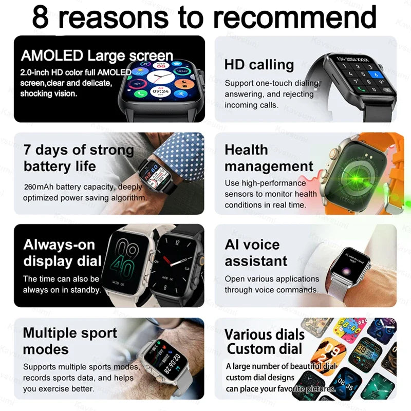 GUHUAVMI AMOLED Smartwatch – Bluetooth Call & Health Tracker