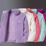 Women's Fleece Zip-Up Jacket with Embroidered Stand Collar