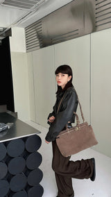 Motingsome 100% Natural Suede Bag Women Tote Luxury Designer Bags Roomy Casual Tote Crossbody Fashionable Handbag and Purses New