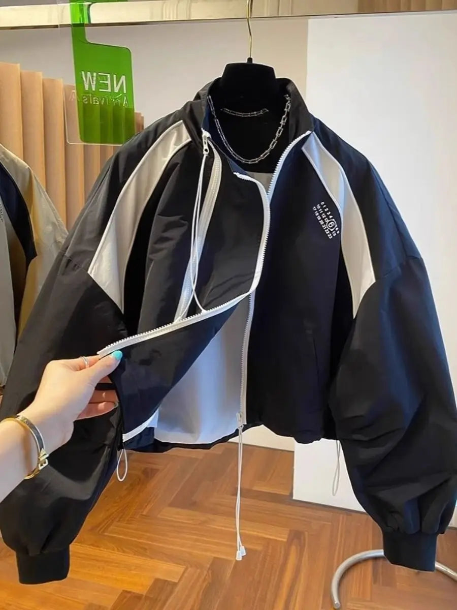 Elegant Stand Collar Zip Jacket for Women