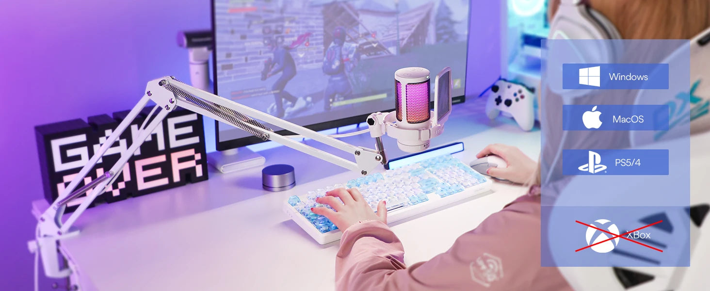 Maono Gamerwave DGM20S USB Microphone Gaming Mic Condenser Mic RGB Mic Noise Canceling Mic with Mic Gain RGB Light One Key Mute