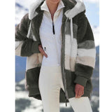 Hooded Plaid Spliced Winter Coat