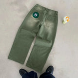 Matcha Green Baggy Jeans | Y2K Retro Denim