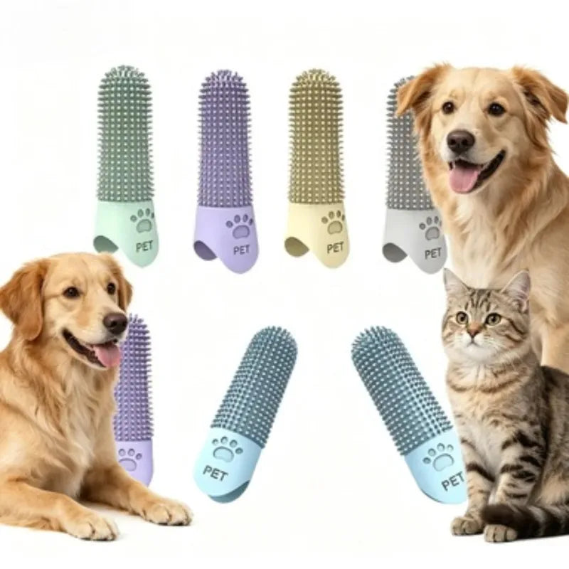 360° Silicone Finger Toothbrush for Dogs & Cats