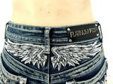 Women's Y2K Wing Embroidered Denim Shorts