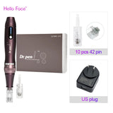 Dr pen Ultima A10 With 12 pcs Cartridge Wireless Derma Pen Skin Care Kit Microneedle Beauty Machine Needle Length 0.25 mm