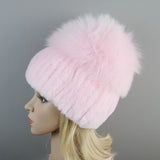 Women's Luxury Rex Rabbit & Fox Fur Beanie Hat