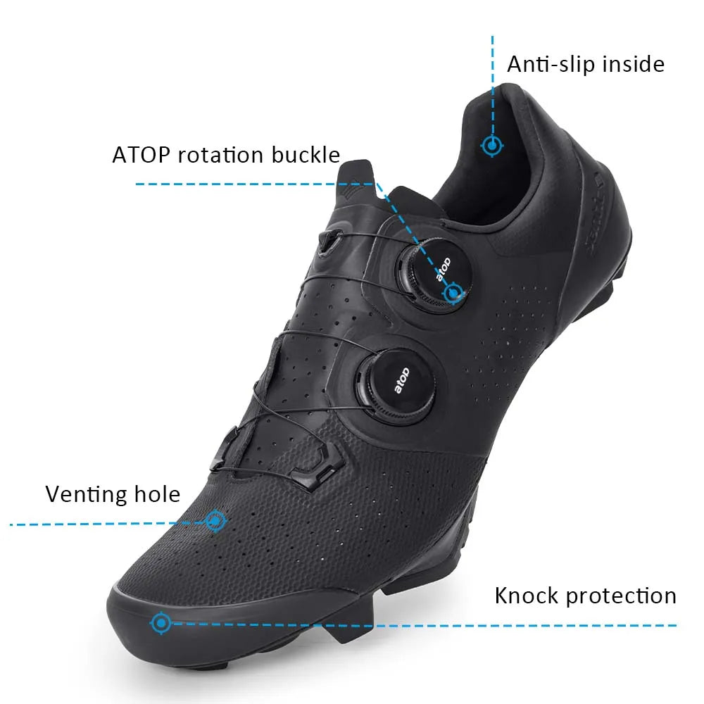 Santic Cycling Shoes Men's Mountain Carbon Fiber Lock Shoes Bicycle Riding Equipment Grade 14 Lightweight TMS24050