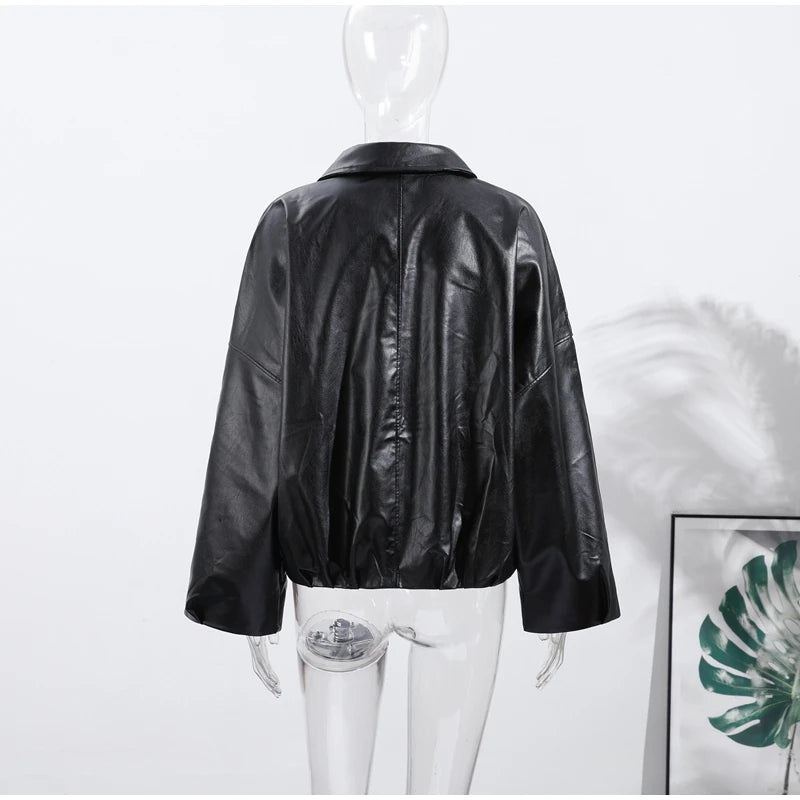 Chic Stand Collar Leather Jacket