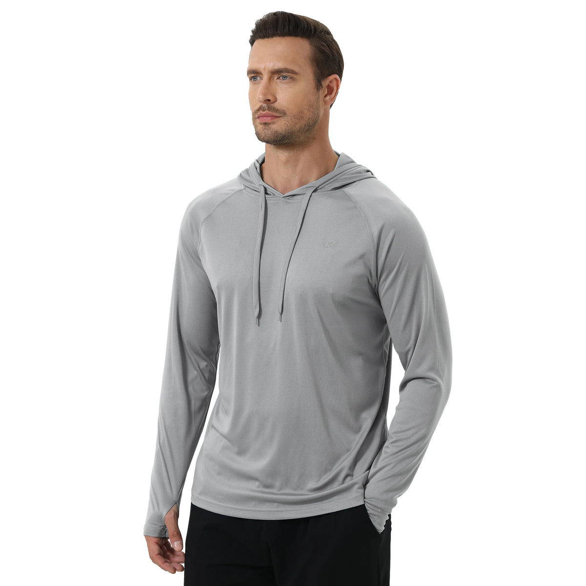 Summer Men's Long Sleeve UPF 50+ Hoodie T-Shirts, Rash Guard Quick Dry T-shirt Outdoor Sport Running Pullover
