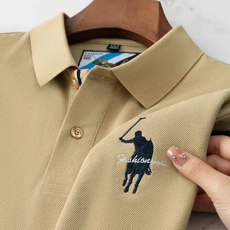 Men's Embroidered Cotton Polo Shirt – Breathable Summer Fit