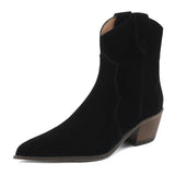 MORAZORA Size 34-44 Cow Suede Leather Western Boots Women Autumn Winter Cowboy Boots Handmade Ankle Boots For Women Shoes