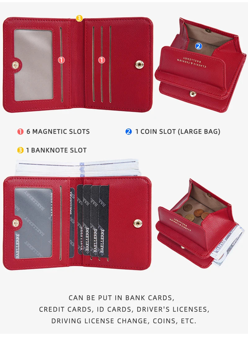 Fashionable Mini Women Wallet Name Engraving High-Quality Card Holder Simple Short Female Coin Purse Small Ladies Purse