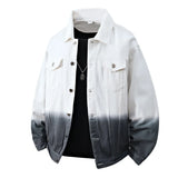Men High Quality Cotton Denim Jacket Spring Autumn Youth Hip Hop Streetwear Tie Dye Gradient Jeans Youth Cowboy Loose Top Coat