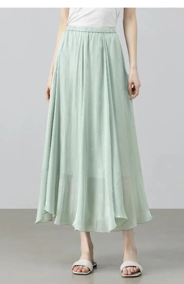 Sentubila Flowy A-Line Skirt – Iridescent Sheen