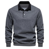 Men’s Cotton-Blend Polo Collar Sweatshirt