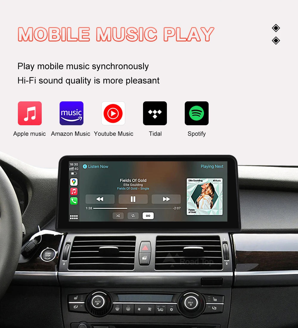 RoadTop 10.25"/12.3" Wireless CarPlay & Android Auto Screen for BMW X5 X6