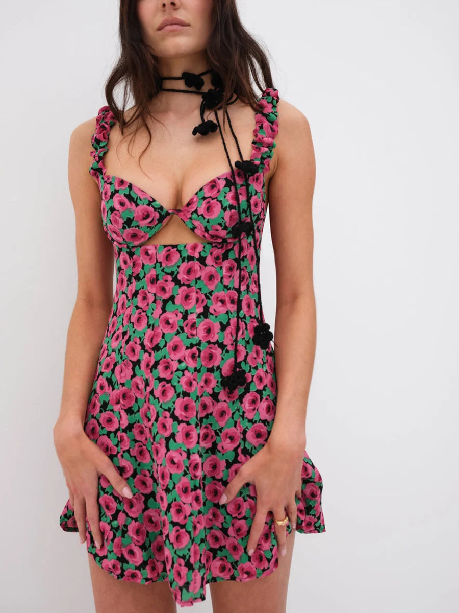 Women's Sweetheart Floral Mini A-Line Dress