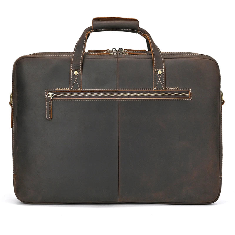 Men Briefcase Genuine Leather Laptop Bag 14 15.6" PC Doctor Lawyer Computer Bag Cowhide Male Briefcase Leather Men Business Bag