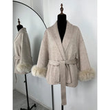 Elegant Fox Fur & Double-Sided Wool Coat