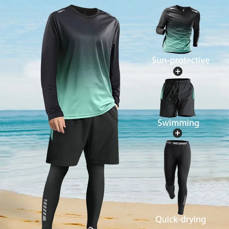 Men’s Quick-Dry Long-Sleeve Swim Set