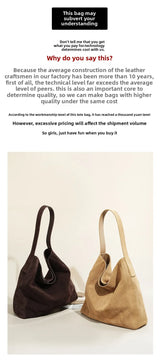 New suede velvet underarm tote bag for autumn and winter Simple large capacity first layer frosted cowhide handbag shoulder bag