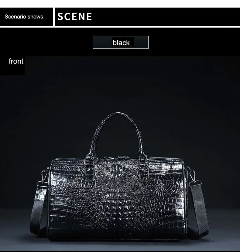 2024 New Cow Genuine Alligator Leather Travel Bags Luxury Men Large Capacity Portable Male Shoulder Bags Brand Travel Duffle Bag
