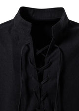 King Billion Men's Shirts Casual Men Cotton Linen Long Sleeve T-shirt Spring Autumn Vintage Shirt US Size Drawstring Neck