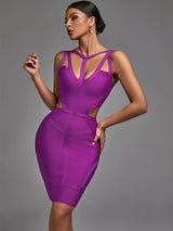 Women's Purple Bandage Bodycon Cut-Out Dress