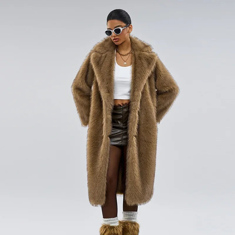 Luxury Gradient Faux Fur Overcoat
