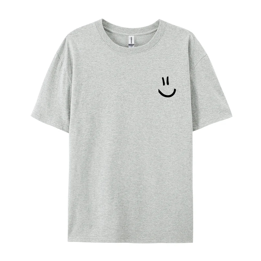 Men's Cotton T-Shirt with Minimalist Smile Print