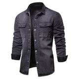 Washed Denim Jacket Casual Trendy Men's Spring Autumn Top Street Style Cotton Long Sleeve Jacket Outerwear for Youth