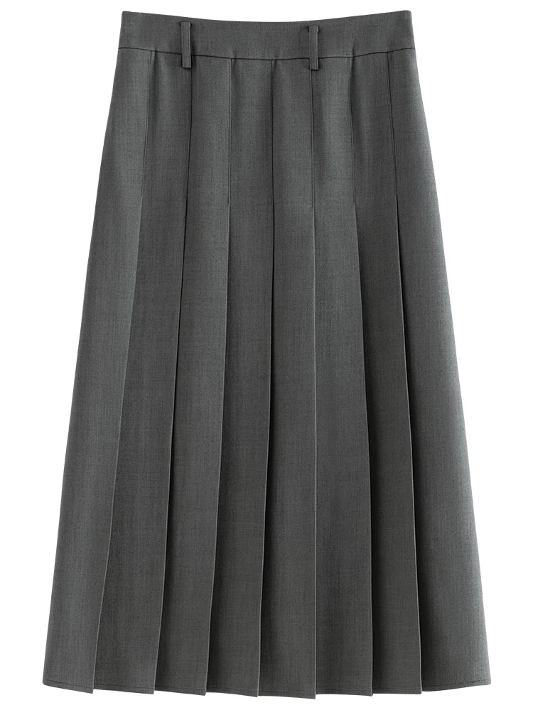 Women's Pleated Midi Skirt – Elegant Office Style