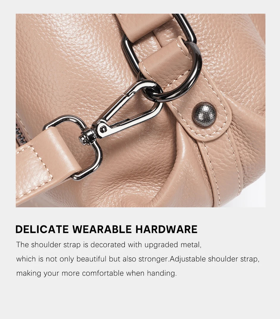 Zency Fashion Women Shoulder Bag 100% Genuine Leather Large Capacity Handbag Multifunction Use Satchel Crossbody Messenger Purse