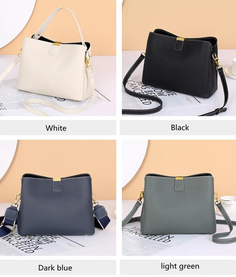 Women's Genuine Leather Handbag Luxury Bucket Style Casual Lady Fashion Shoulder Crossbody Messenger Bag for Girls 2025 Hot Sale