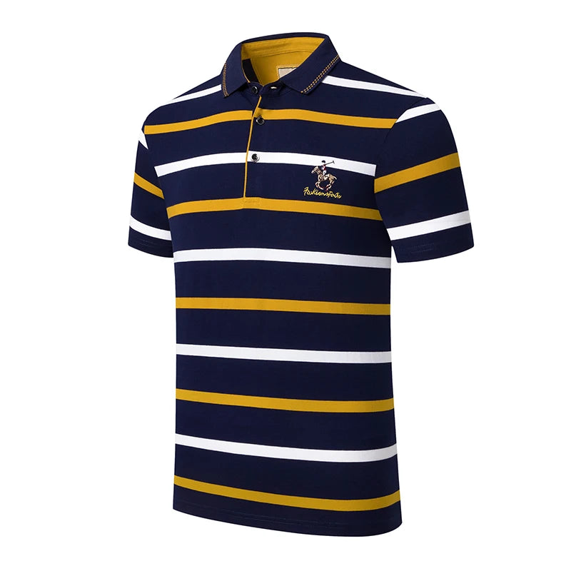 Men's Striped Cotton Polo Shirt | Casual Summer Style