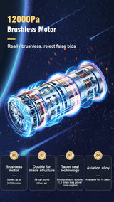 Brushless Car Vacuum Cleaner Cordless Handheld Auto Vacuum Home & Car Dual Use Mini Vacuum Cleaner with Builtin Battrery