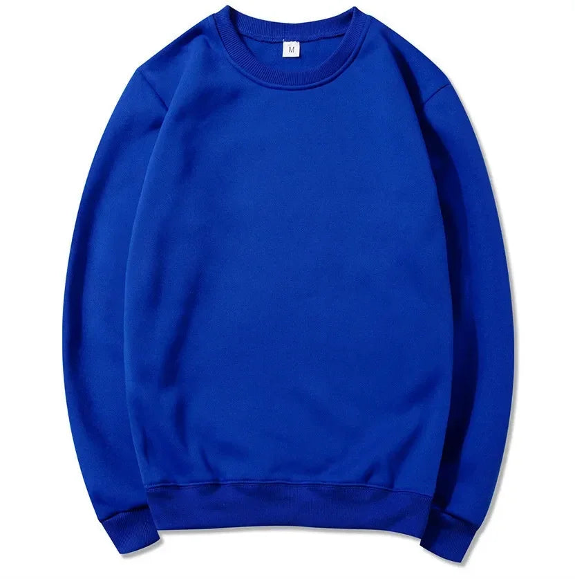 Korean Fashion Men's Round Neck Sweatshirts Autumn Long Sleeves Vacation Pullovers Tops Casual Popular Man Solid Sweat Shirts