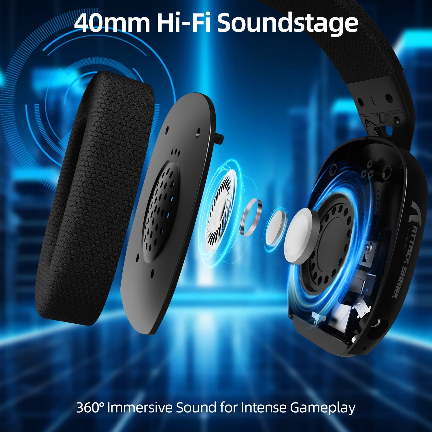 ATTACK SHARK L80PRO Wireless Gaming Headset 2.4G Bluetooth Wired 203g Ultra-Light Dual Mic 40mm Driver Low Latency Headphone
