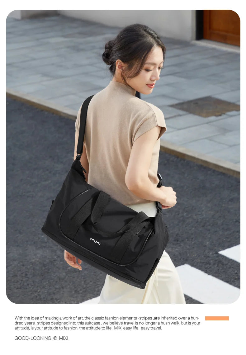 Mixi Travel Bags Women Large Size Capacity Sports Fitness Storage Bag Foldable Duffle Suit Bag For Shoulder Bag Handbag M3020