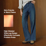 Women's High-Waist Fleece-Lined Wide-Leg Jeans
