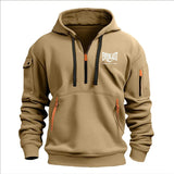 Men’s Printed Fleece Hoodie with Zipper Details