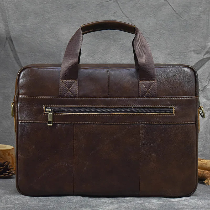 Genuine Leather Briefcase Bag for 15.6 inch laptop computer bag cowskin handbag for men male leather crossbody shoulder bag